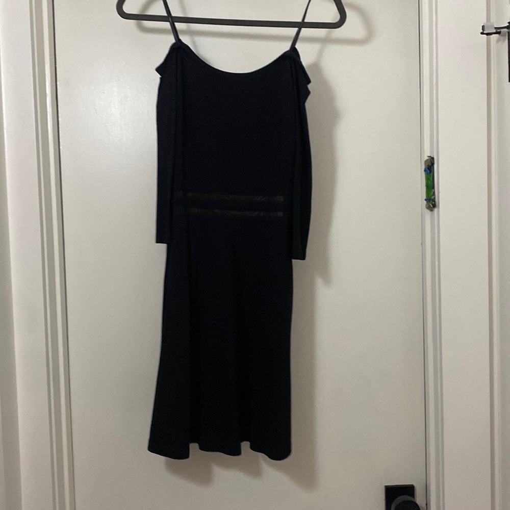 Off the shoulder mesh striped dress